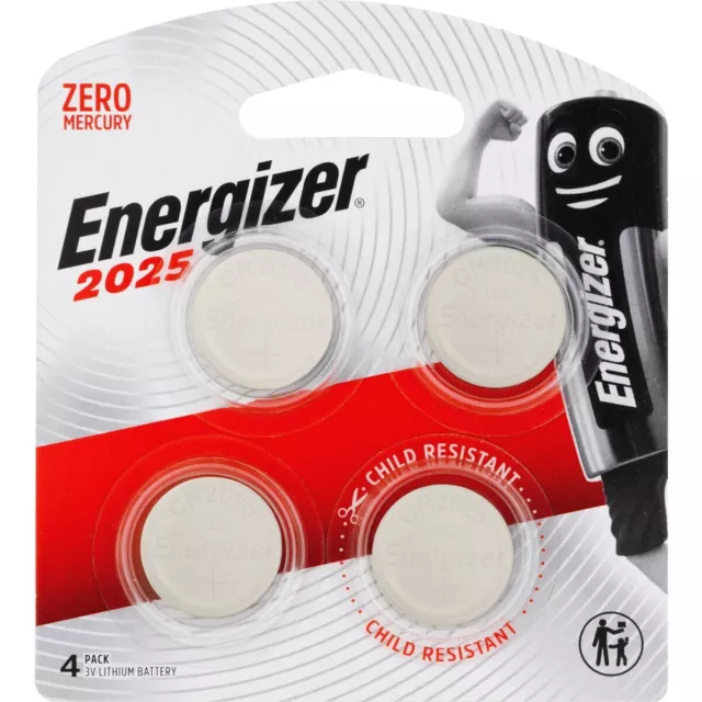 Energizer 2025 Coin Lithium Battery, Pack of 4 - Long Expiry FREE POST