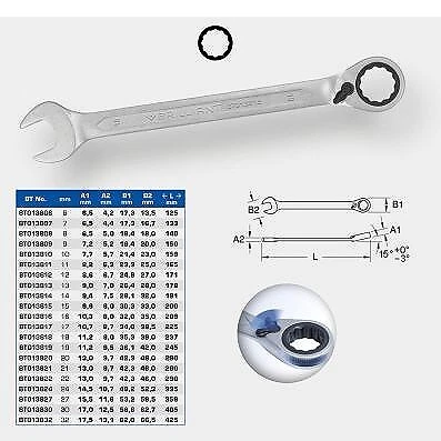 KS TOOLS llave de trinquete, conmutable, 6 mm
