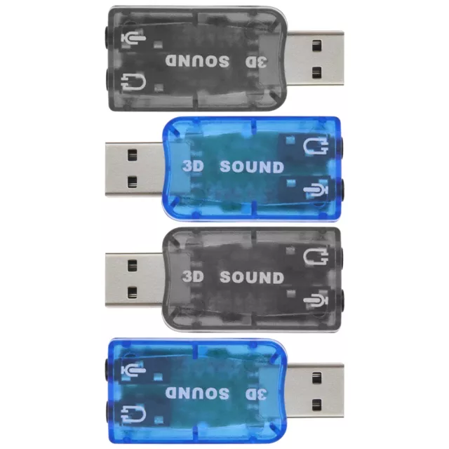 4PCS External 5.1 USB Stereo Sound Card 3D Virtual 5.1 Channel Audio Adapter