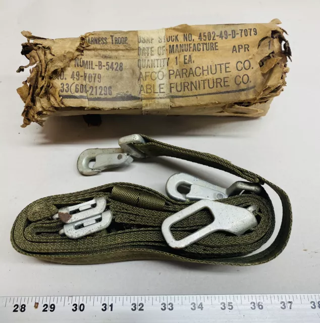 Vintage NOS 1950s 49D7079 Safety Harness Military Issue Parachute Strap Type D-2