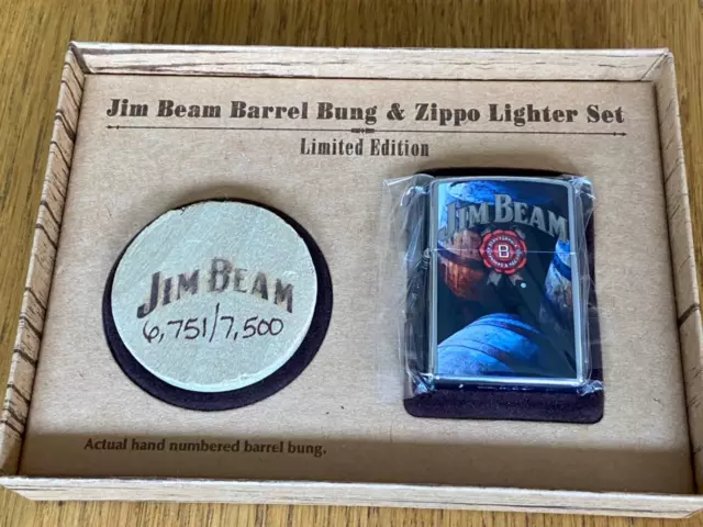 🔥 Limited Edition Jim Beam Barrel Bung And Zippo Lighter Set Brand New.