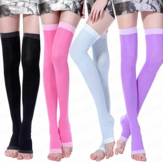 Open Toe Compression Thigh High Socks (2PCS) - Treatment Swelling, Varicose Vein