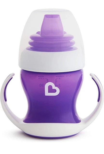 Primera taza suave a prueba de derrames Munchkin 118 ml libre de BPA 4 m + púrpura