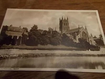 Vtg Photochrom b/w Postcard Real Photo WORCESTER CATHEDRAL WEST WORCESTERSHIRE