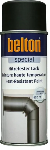 Aérosol peinture noir mat haute température 650°C 400ML BELTON