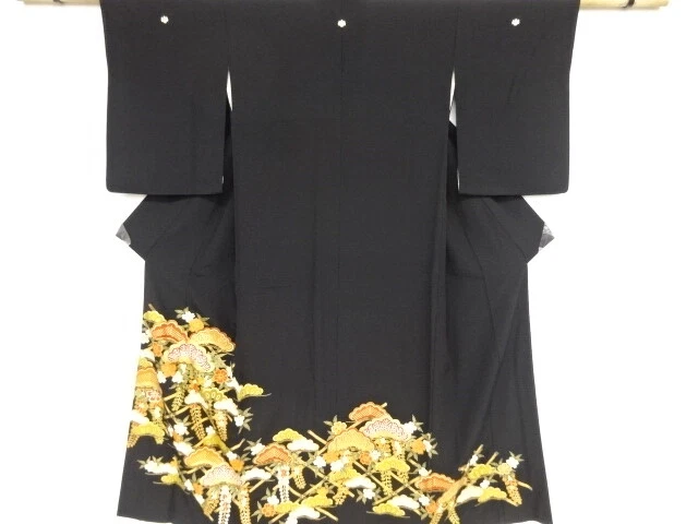 84231# Japanese Kimono / Tomesode / Embroidery / Pine & Sakura