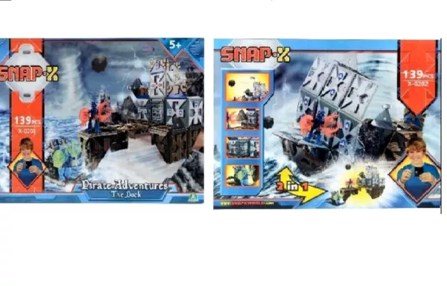 Two SnapX sets- The Dock Fortress & Pirate Ship Build & Play Set NEW SEALED