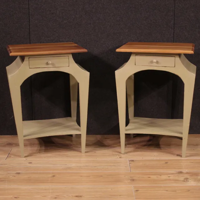 Couple 80's Design Bedside Tables Two Furniture Vintage Modern Xx Second