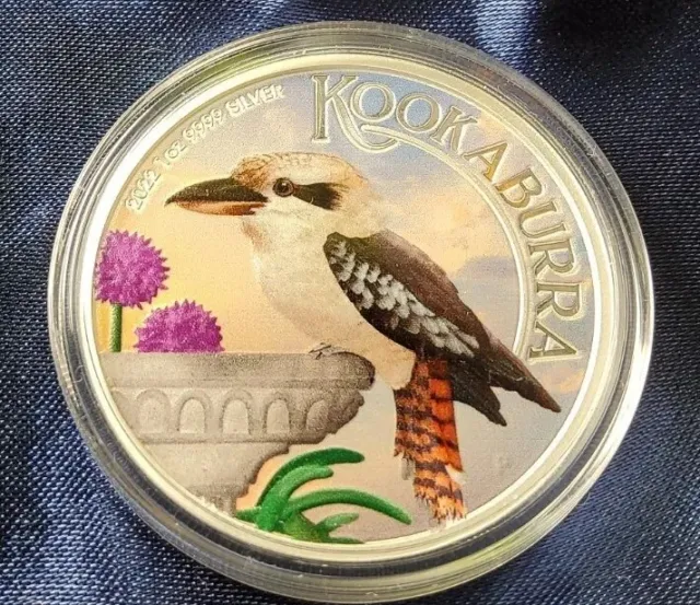 Kookaburra 2022 coloriert Farbe 1 Oz Silber Australien Silbermünze