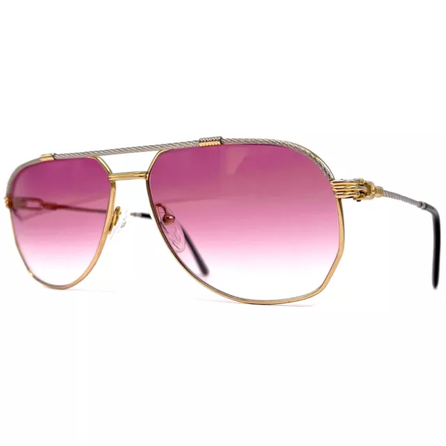 Vintage FRED " AMERICA CUP " sunglasses - 80's France - GOLD / PINK - Large