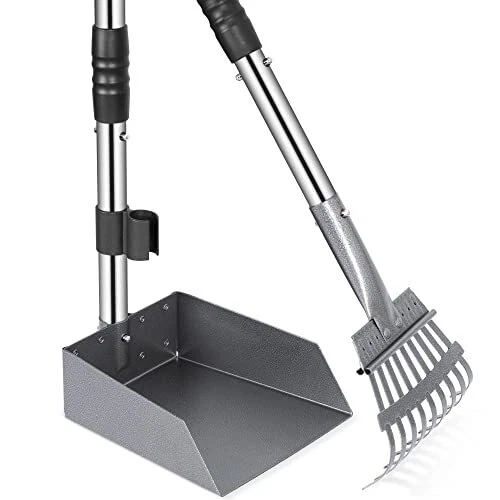 DOG POOPER SCOOPER, Dog Poop Tray and Rake Set, Pet Waste Removal Scoop