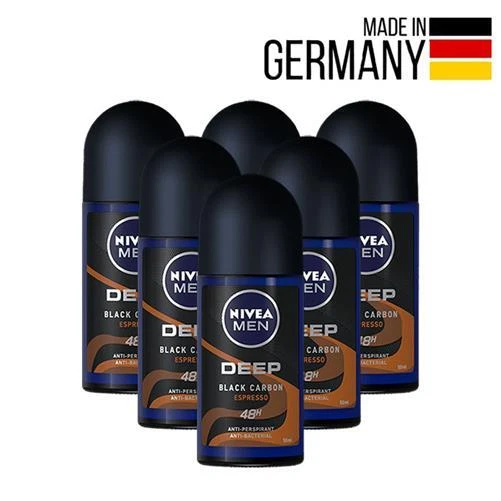 Nivea Men Profond Espresso Roll-On Déodorant Antibactérien Noir Carbone Lot De 6