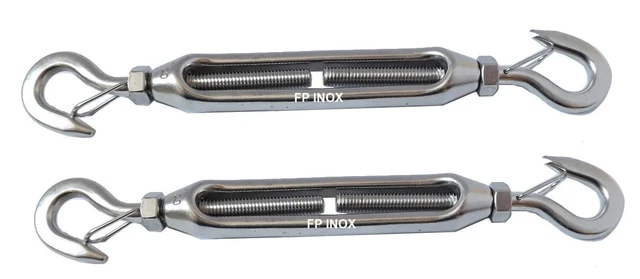 Tendeur inox ( Ridoir ) Crochet Sécurité 172mm ( Lot de 2 ) inox 316 - A4