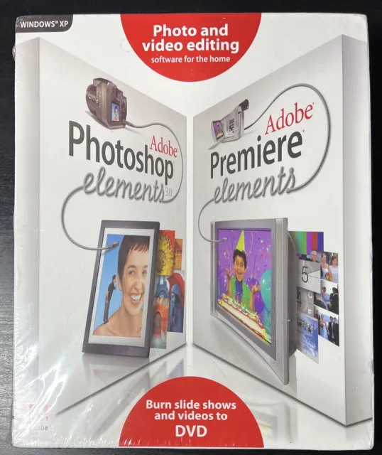 Adobe Photoshop Elements 3.0 & Premiere Elements - PC Software Complete Big Box