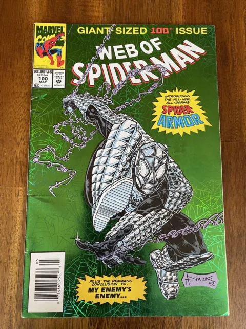 Web of Spider-Man #100 1st Appearance Spider-Armor Marvel Foil Cover 1993 NM+