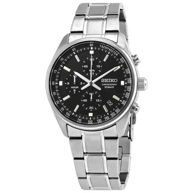 Seiko Chronograph Quartz Black Dial Men's Watch SSB379