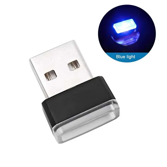 3x Mini Blue LED USB Car Interior Light Neon Atmosphere Ambient Lamp Accessories 2