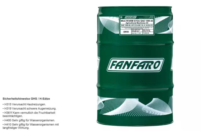 60 Liter FANFARO FF Multifarm STOU 10W-40 Motoröl passend für MB 227.1 3