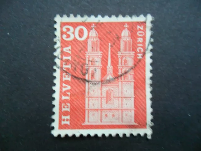 Francobollo 30 Rappen Svizzera Helvetia Zurigo 1963 Edifici Storici