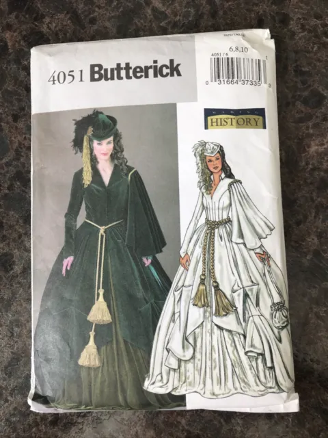 GWTW Butterick Southern Lady Green Drape Dress Pattern 6-10 Uncut Civil War