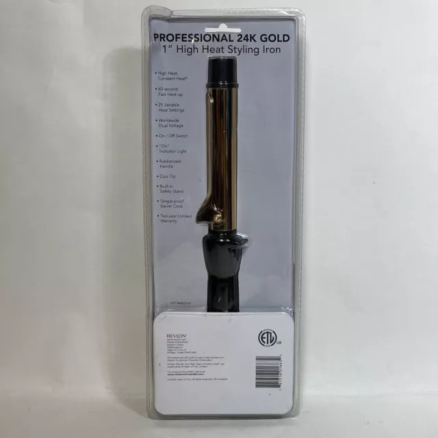 Revlon Curling Styling Iron 1” Professional 24K Gold Amber Waves High Heat Black 2