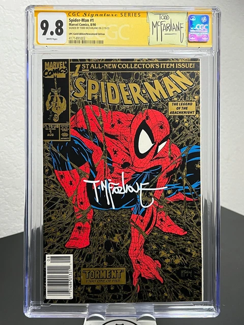 SpiderMan #1 CGC 9.8 NM 1990 RARE Gold Walmart UPC NEWSSTAND McFarlane Signed SS