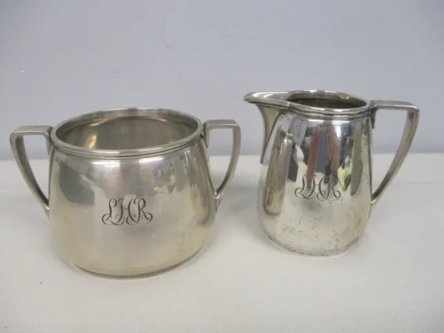 Antique 1926 Tiffany & Co Sterling Silver Open Sugar Bowl & Creamer