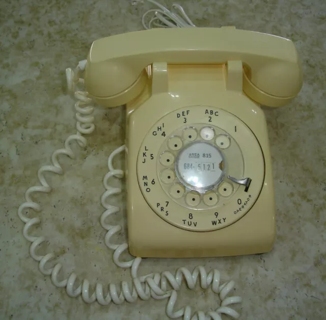 Vintage Pale Yellow Rotary Dial Telephone, Itt Brand, Desk, Landline,Cord