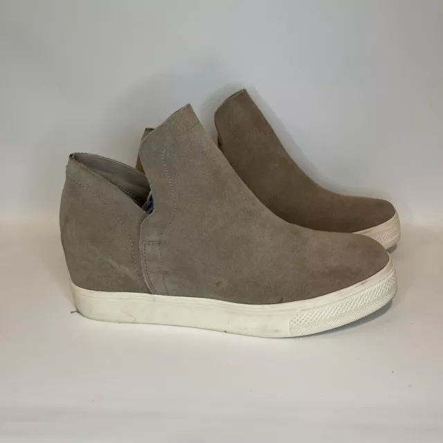 Steve Madden Wrangle Womens Wedge Sneaker Taupe Suede Size 8.5 M