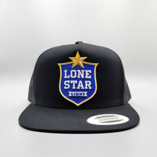 Lone Star Beer Hat, Lonestar Beer Patch on Black Vintage Trucker Hat, Texas Cap