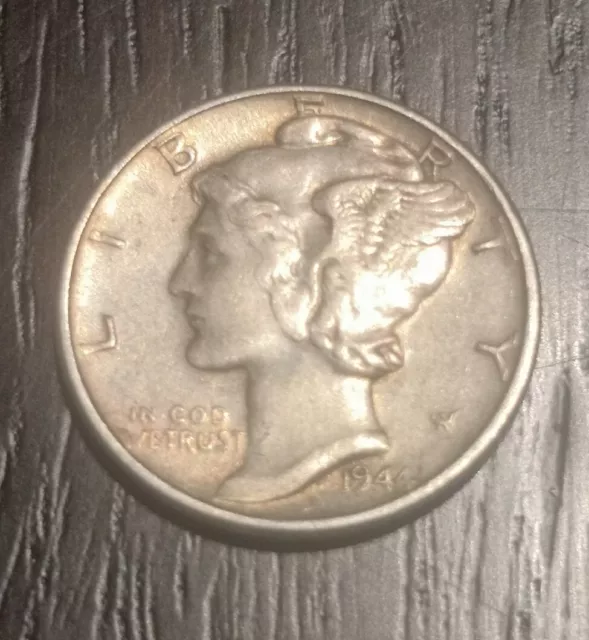 USA One Dime Coin 1944 Silver Winged Mercury