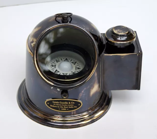 Antik Messing nautischen Gimbal Kompass Vintage Schiff Binnacle Öllampe...