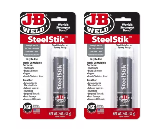 JB Weld SteelStik, Steel Reinforced Epoxy Putty Stick 2 Pack