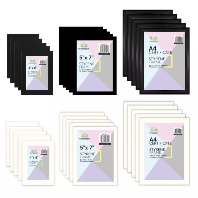[Set of 5] Photo Picture Frame 4"x6"/5"x7"/8"x10"/ A4 Certificate Styrene Frames