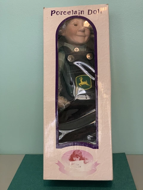 John Deere Collectible Porcelain Grandma Farmer Doll 16” *Missing Hat*