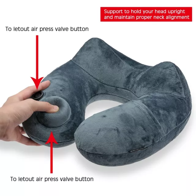 Travel Pillow Foldable Inflatable U-shaped Neck Support Car Airplane Air Cushion 9