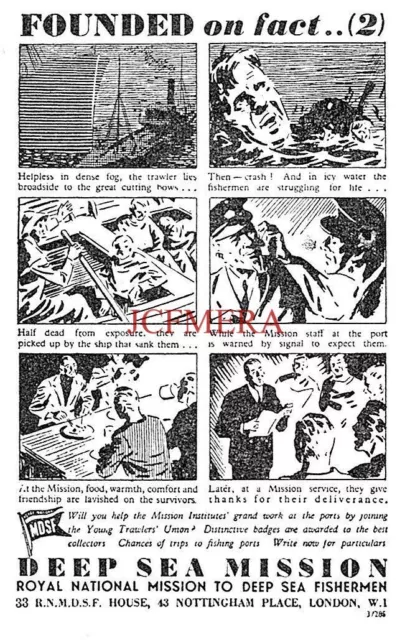 2 MDSF Mission to Deep Sea Fisherman Appeal ADVERTS V Small 1940s Prints 162/63