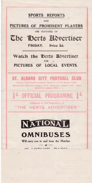 The Corinthians v The Isthmian League 26th December 1924 @ St Albans