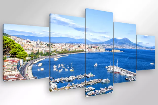 Quadro Moderno 5 pz. NAPOLI cm 200x90 Stampa su tela Canvas Arredamento Arredo