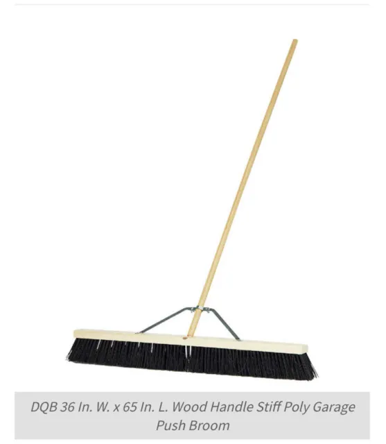 DQB 36 In. W. x 65 In. L. Wood Handle Stiff Poly Garage Push Broom