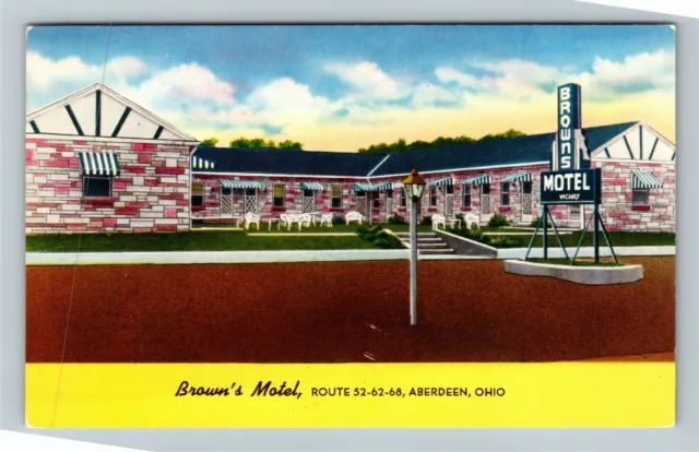 Aberdeen OH-Ohio, Brown's Motel, Advertisement, Vintage Postcard