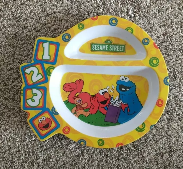 The 1st Years Sesame Street Melamine 2005 Divided Plate~123 Elmo Cookie Monster