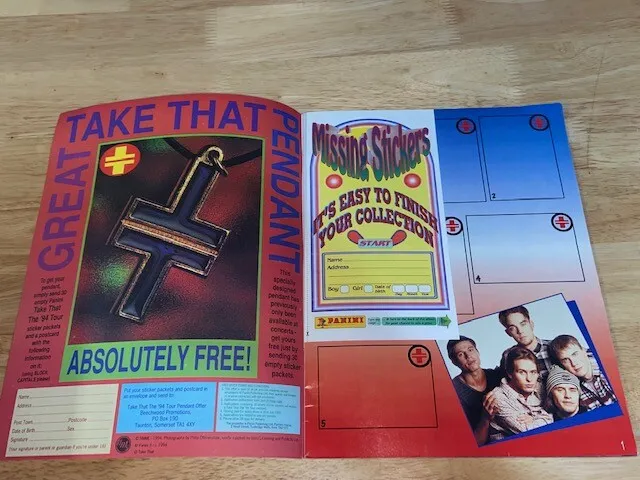 Empty  Panini  Take That The 94 Tour official sticker Album   Rare Vintage 3