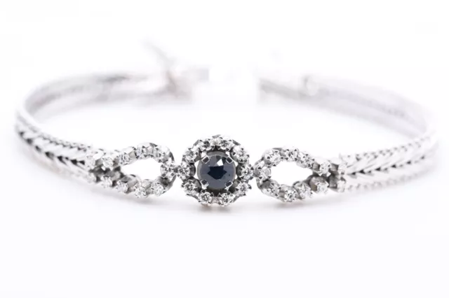 Zaffiro Diamante Bracciale Con Circa 1,34 Ct. Pietre Preziose 14 Ct. Wg / 170 MM