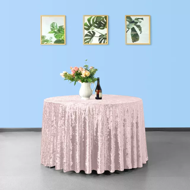 Round Table Cover Cloth Crushed Velvet Fabric Wedding Party Ceremony Tablecloth