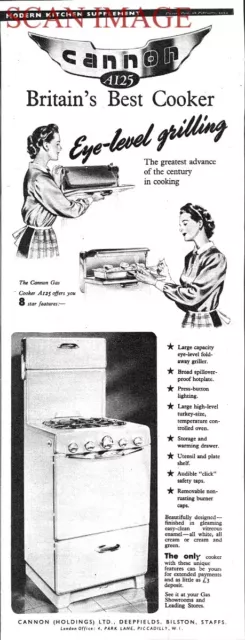 1953 Advert CANNON 'A125' Eye-Level Grill Gas Cooker Original Print AD 715F