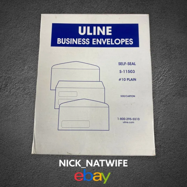 Uline S-7801 V-Flap White Business Envelopes Gummed #10 Plain Total 500 Count