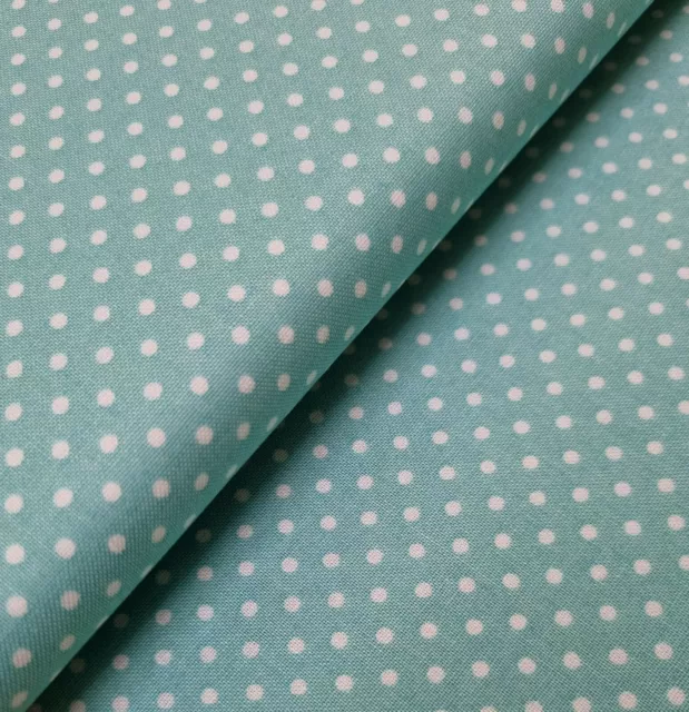 Spots - Aqua Blue - Makower 100% Cotton Fabric Craft Quilting Dotty