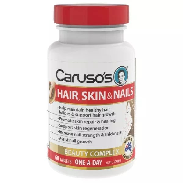 Caruso's Hair, Skin & Nails 60 Tablets Silica Biotin Zinc Beauty Complex Carusos