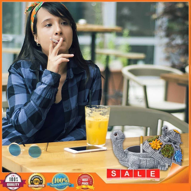 Resin Cigarettes Ash Tray with Lid Turtle-shaped Waterproof Ornaments for Office